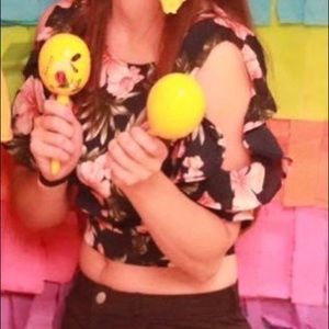 Off the shoulder crop Hawaiian blouse